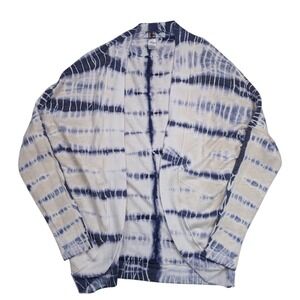 Hard Tail Forever Tie Dye Cardigan Sweater Size‎ Medium Blue USA Pockets Boho